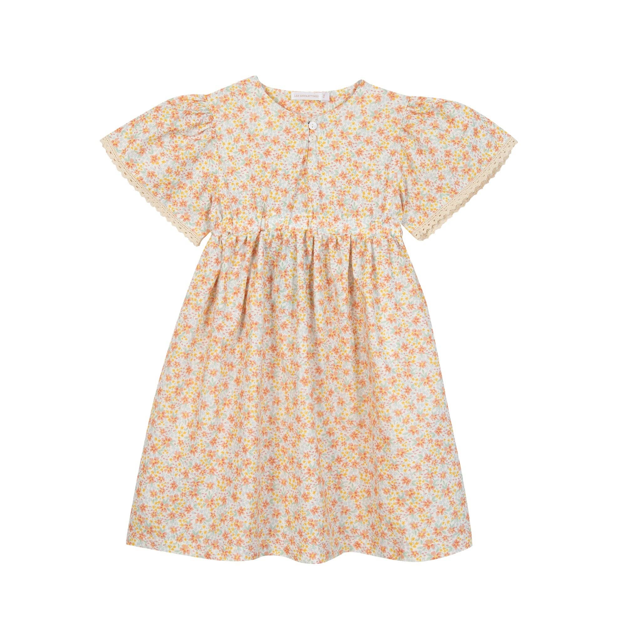 LES ENFANTINES - Wholesale Dress - Kids - Flamingo Blood Orange Dress
