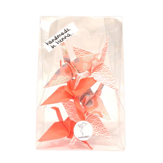 Guirlanda com 6 tsurus de origami rosa por atacado de PAPERBIRD