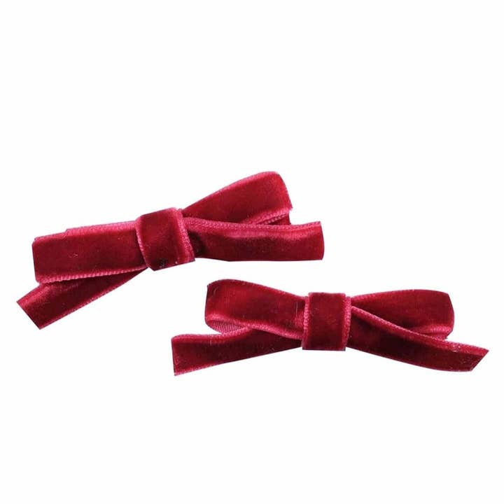 Small Velvet Hair Bow Clips for wholesale by Kofi Kreations