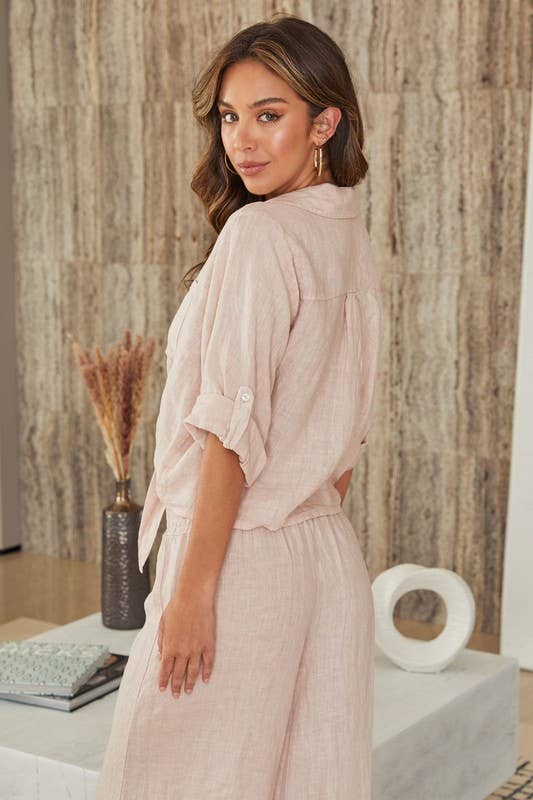 MILIO MILANO - Wholesale Button Down Shirt - Women's - LINEN FRONT TIE BUTTON SHIRT (23.2277/80807/224020)6