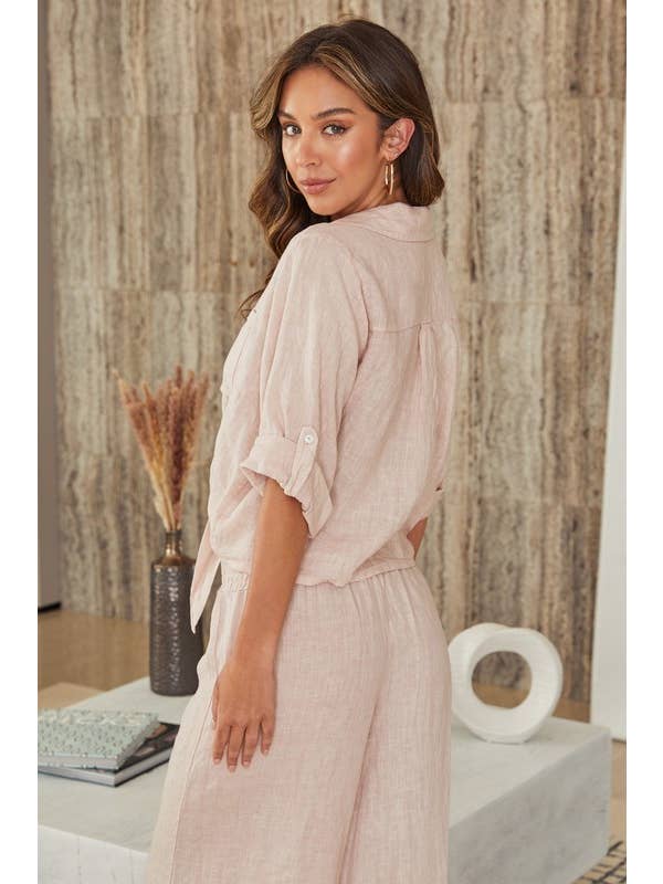 MILIO MILANO - Wholesale Button Down Shirt - Women's - LINEN FRONT TIE BUTTON SHIRT (23.2277/80807/224020)6