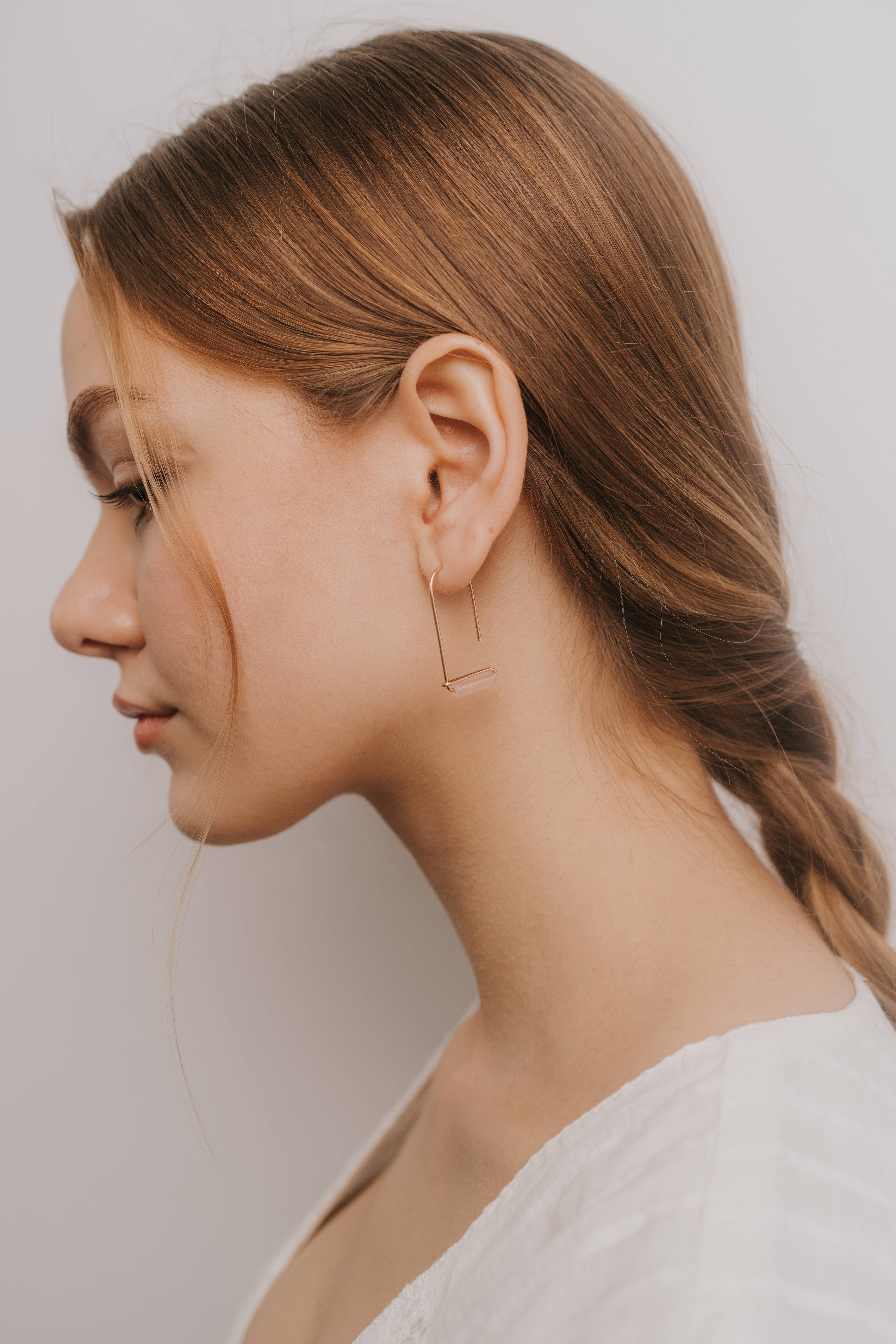 JaxKelly – Brincos de argola por atacado – Drop - Quartzo Rosa - Brincos em Ouro3