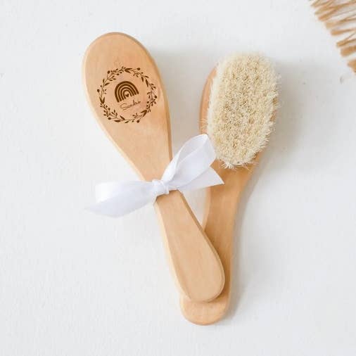 ATELIER MFK – Escova/pente - Crianças e bebés por atacado – Escova de madeira personalizada0