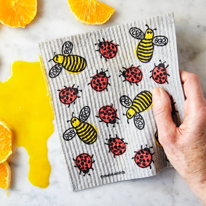Three Bluebirds Swedish Dishcloths - Vente Torchon - Chiffon suédois Abeilles et Bugs