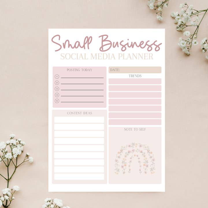 Bloc de Notas Despegable para Planificador de Redes Sociales para Pequeñas Empresas para venta al por mayor de Daisy Grove Studio