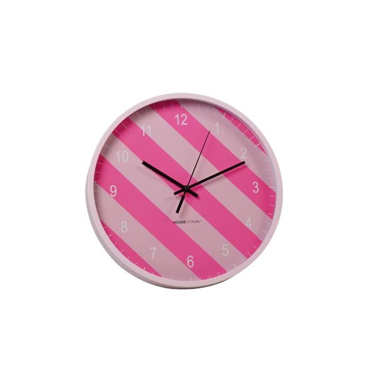 Clock - Wall Clock - Striped Pattern - Pink - 35x35x4cm for wholesale by Housevitamin bv
