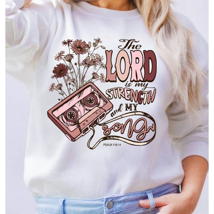 Der Herr ist meine Stärke und mein Lied Psalm 118:14 Sweatshirt für den Großhandel von Peach Closet