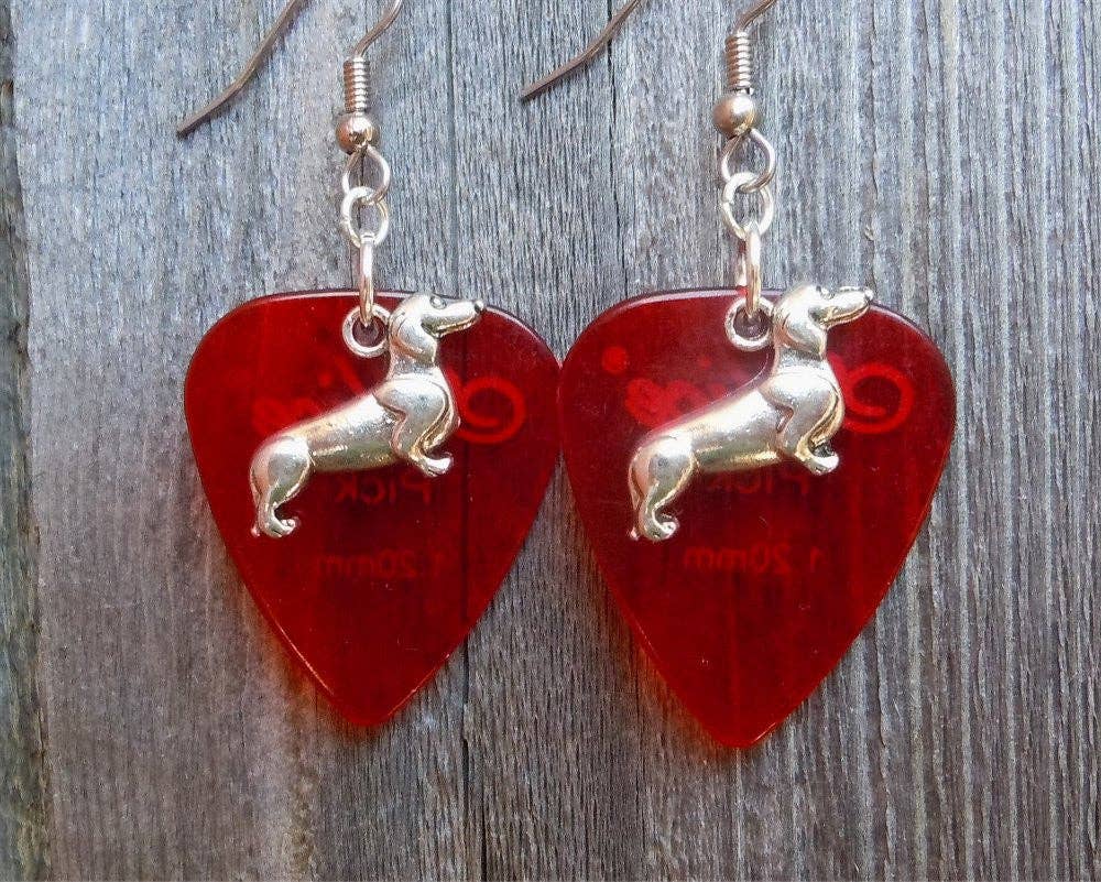 Simply Raevyn - Wholesale Dangle Earrings - Dachshund Charm Guitar Pick Earrings21