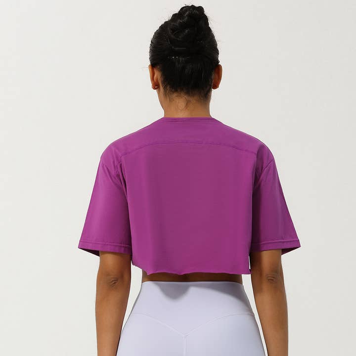 Sodalemon – wholesale Athletic top – Women′s – Women Loose Sport Crop Top T-Shirt2