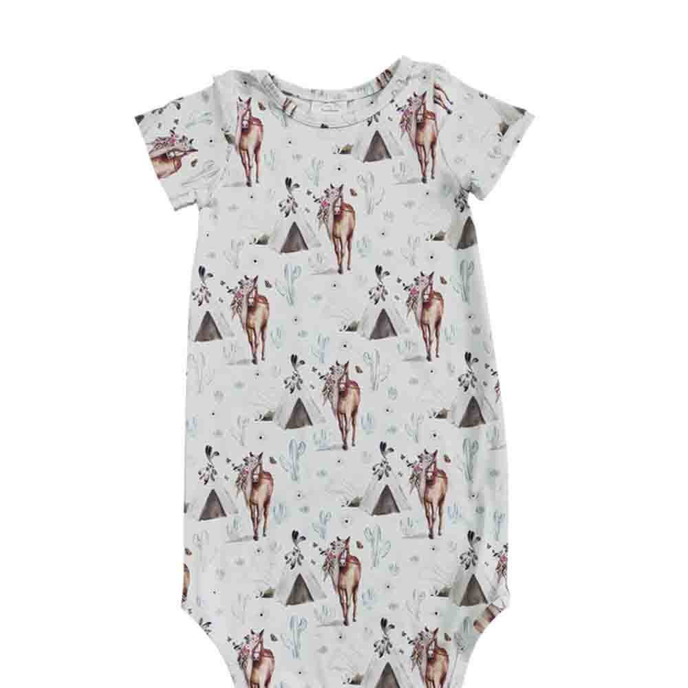 Aier Wholesale - Wholesale Baby gown – Baby - Baby newborn western teepee horse gowns5