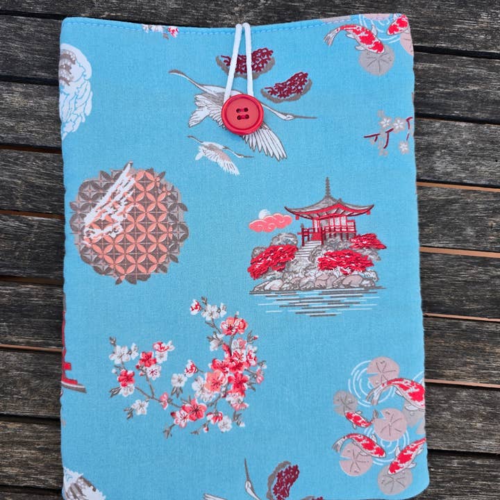 Polstret bogomslag med japanske motiver, mintfarvet baggrund for engroshandel hos laubelgo