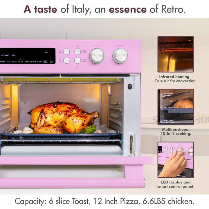 VAL CUCINA - Wholesale Kitchen Appliance - VAL CUCINA 10-in-1 Air Fryer Toaster Oven- Classic Pink14