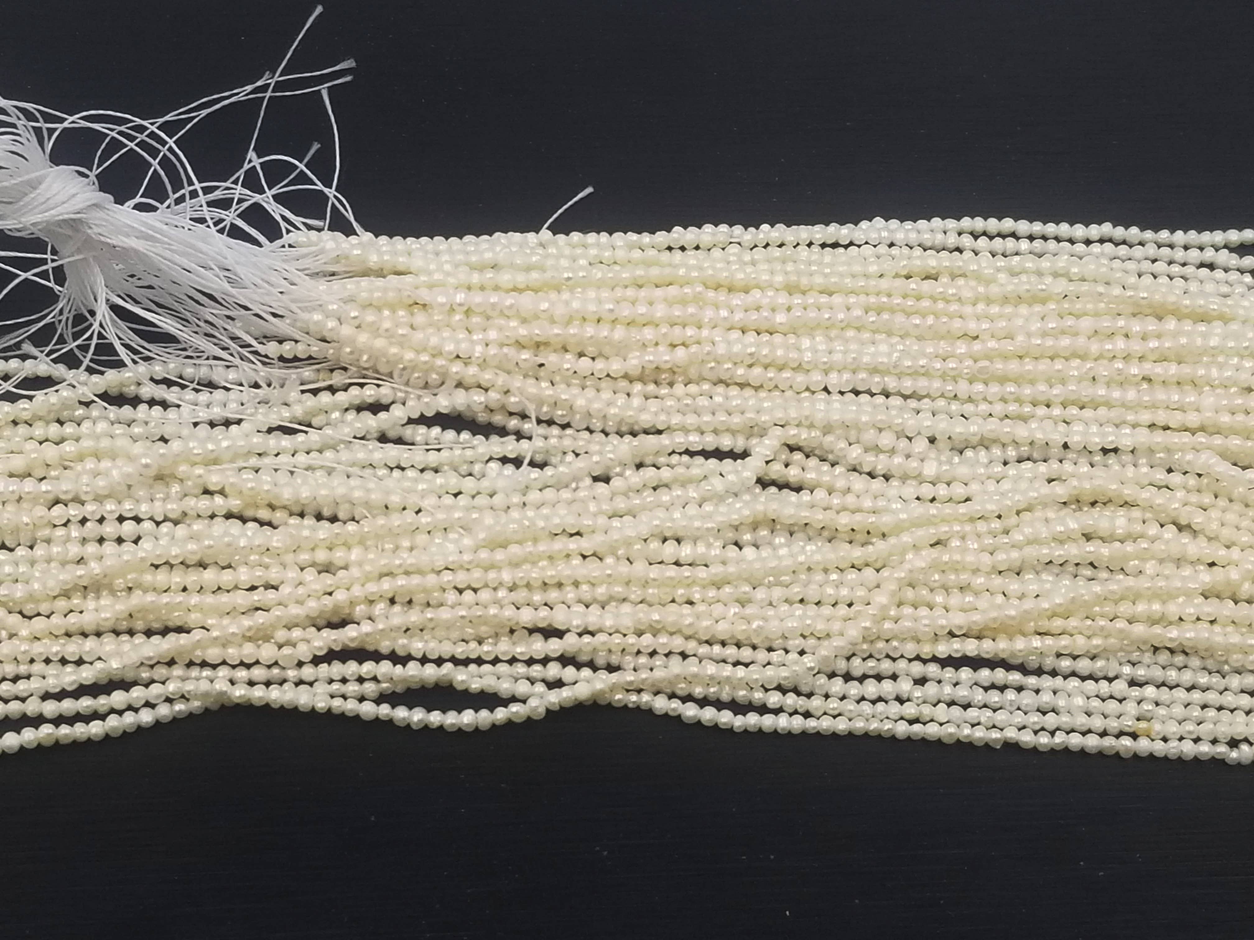 Beads Creation - Vente Perle - Perles de culture d'eau douce blanches en forme de pépite, centrées PRP3665