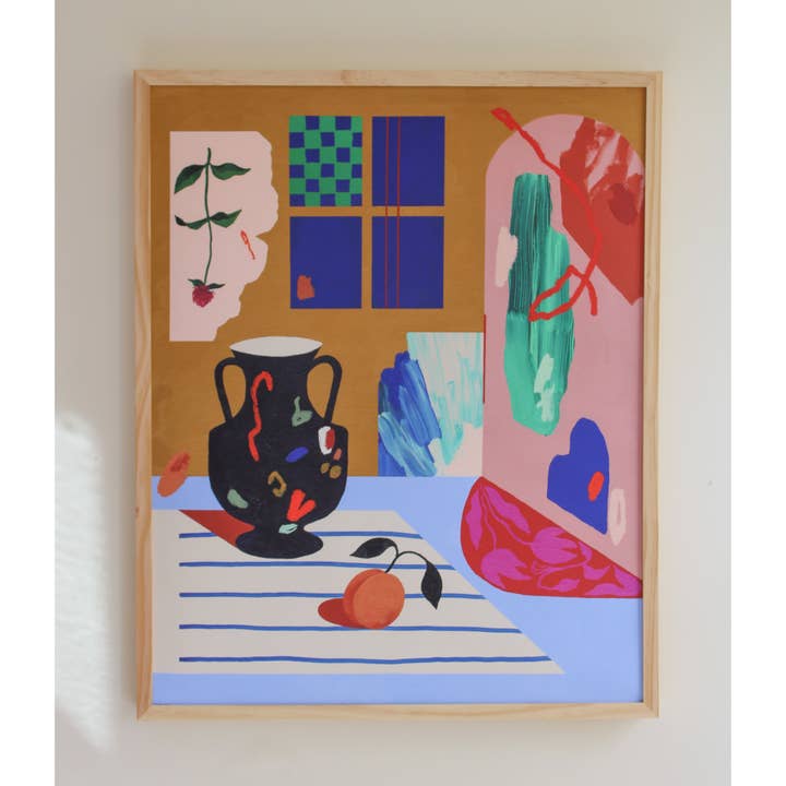 Art Print - Abstract Still Life with Vase & Florals for wholesale by Christine Cover