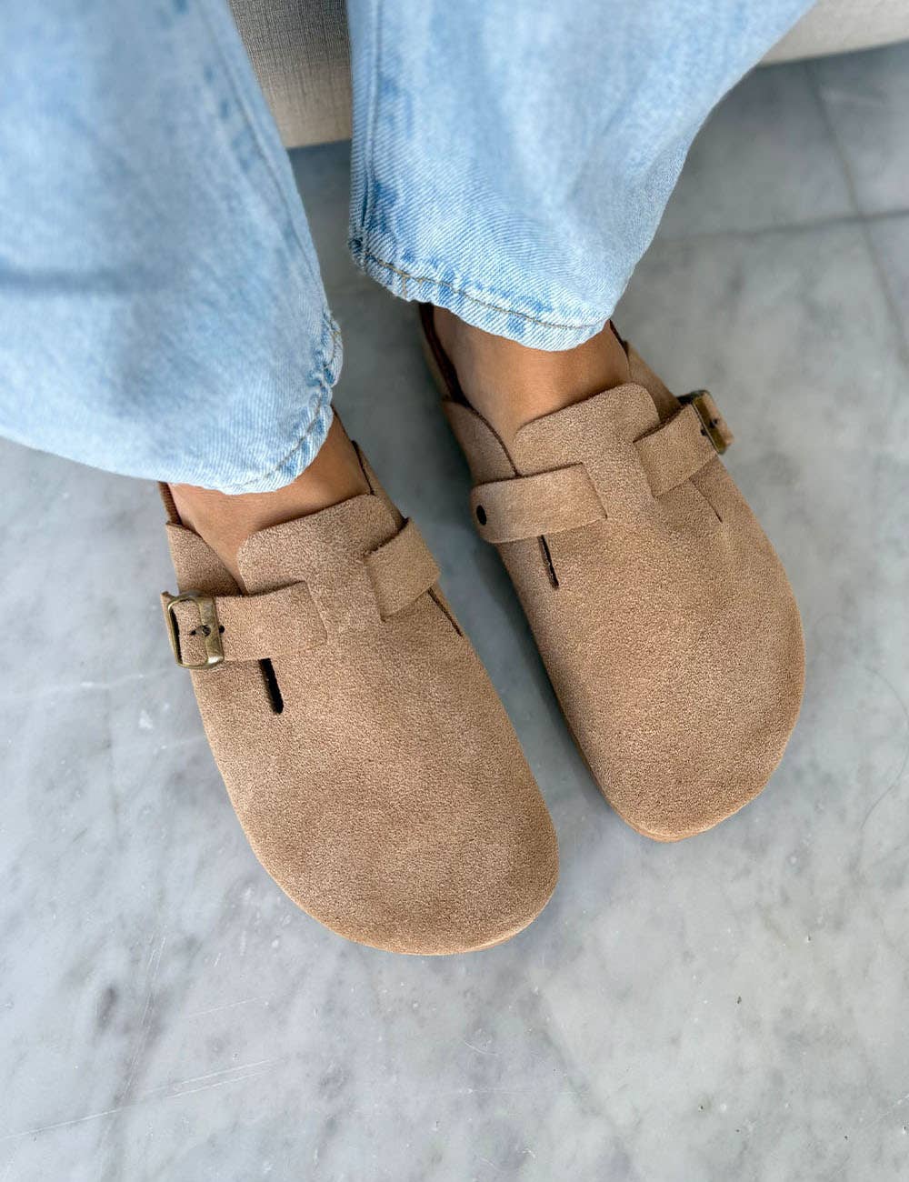 PMK SHOES - Wholesale Clogs - Women's - Teli - Latte - Suede Leather Clog Handmade in Argetina2