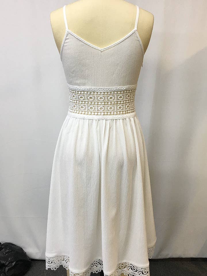 white Western Country cowgirl Crochet lace swing dress for wholesale on Faire