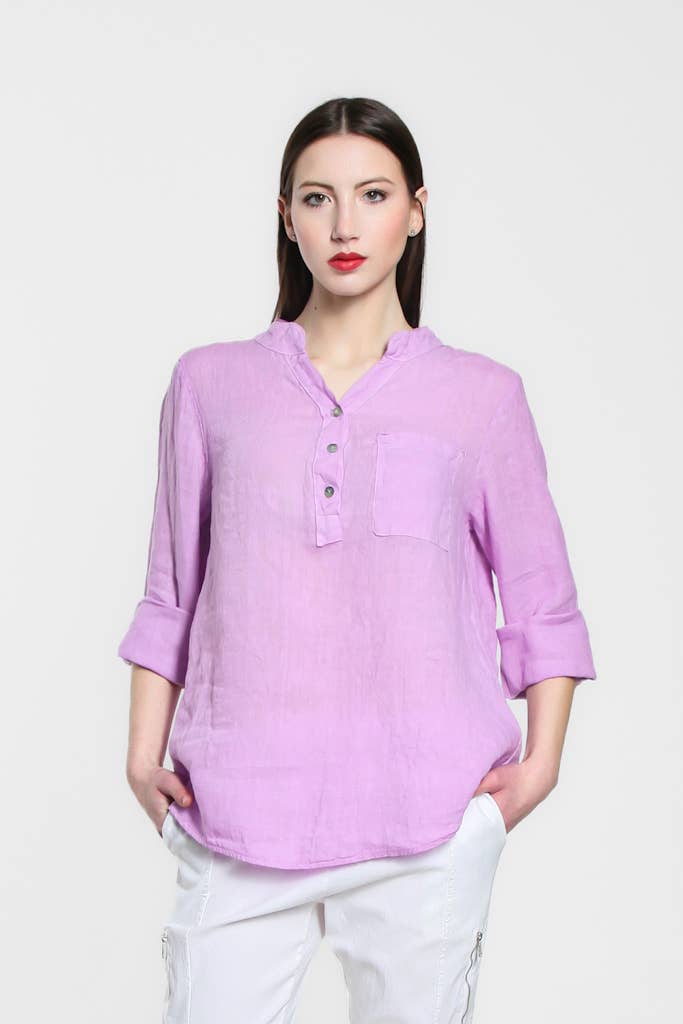 TINA Stephens Italy/Tees By Tina – Túnica - Mulher por atacado – Destino Linho Henley Top (BQ158)21