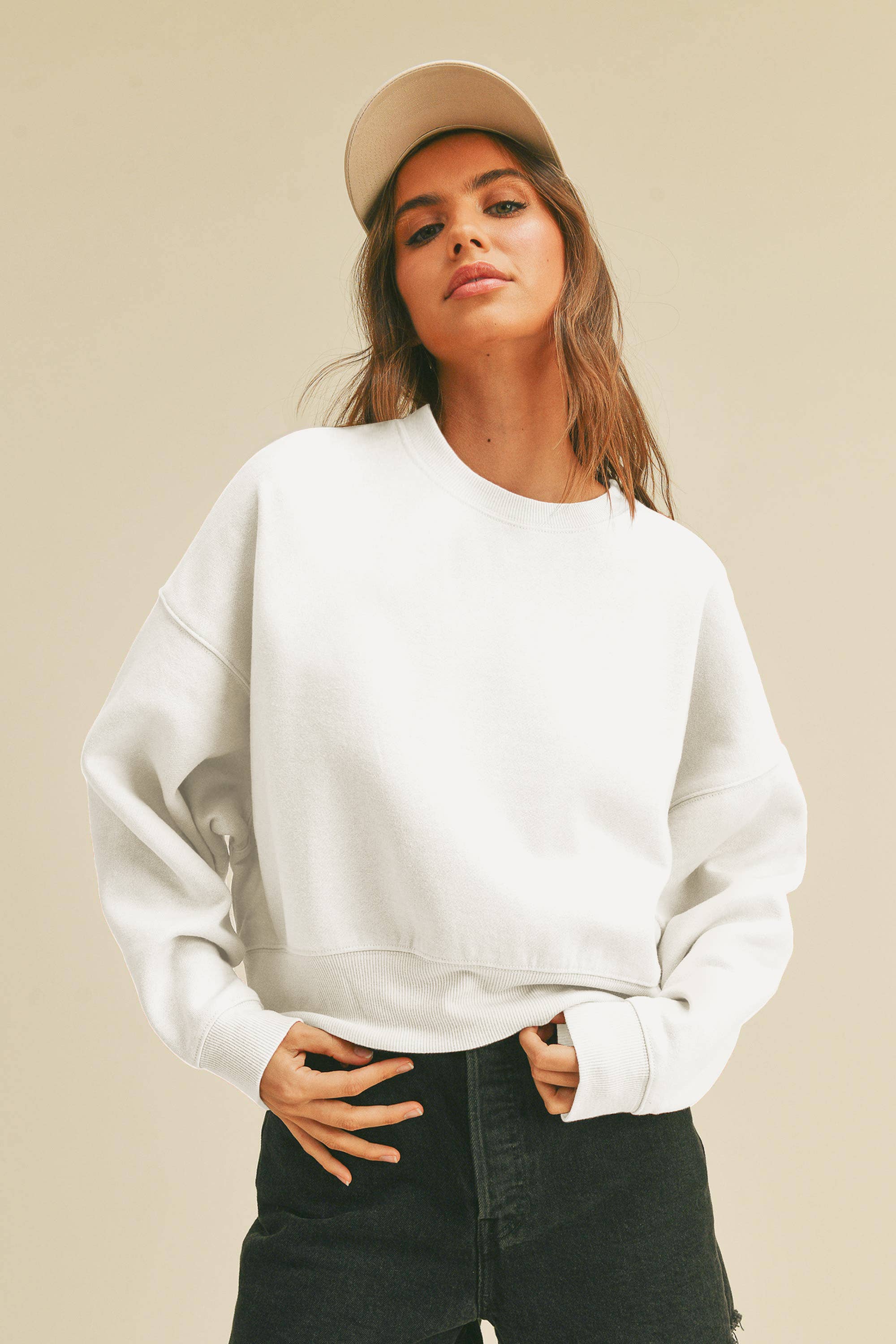 Honestee - Wholesale Sweatshirt - Women's - Blank Short Cropped Long Sleeve Sweatshirt1