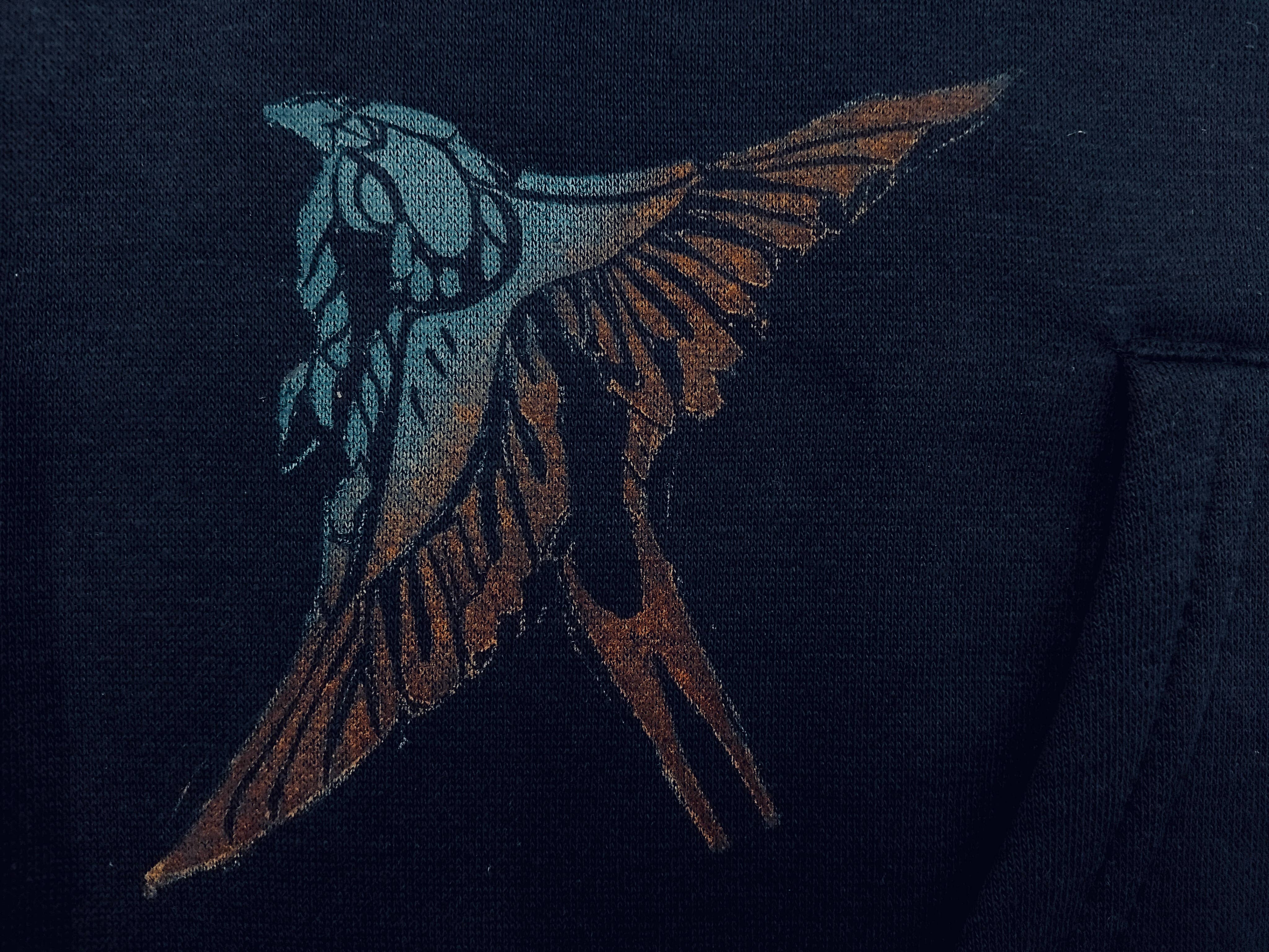 Impromptu Musé - Wholesale Hoodie - Unisex - Navy Swallows Handprinted Graphic Art Hoodie6