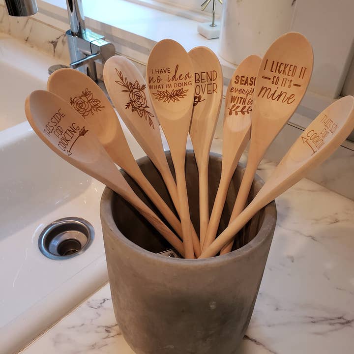Little North Boutique – Großhandel Kochlöffel – Holzlöffel, Schlag- und Kochlöffel, Holzlöffel, 2-seitig, Geschenk, Holzdesign