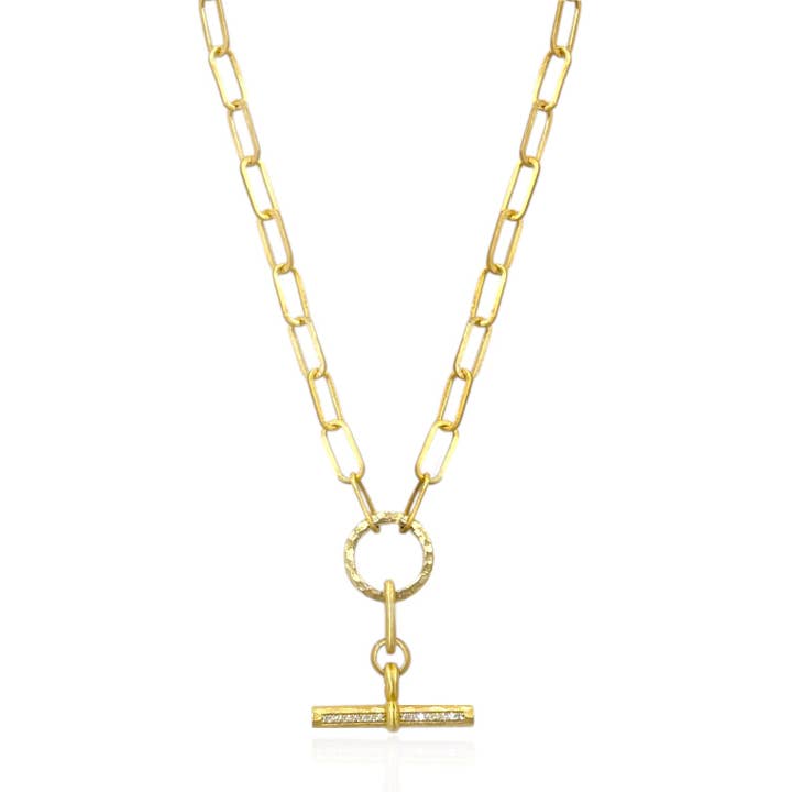 Collier à maillons dorés avec fermoir toggle pour la vente par TAT2 DESIGNS