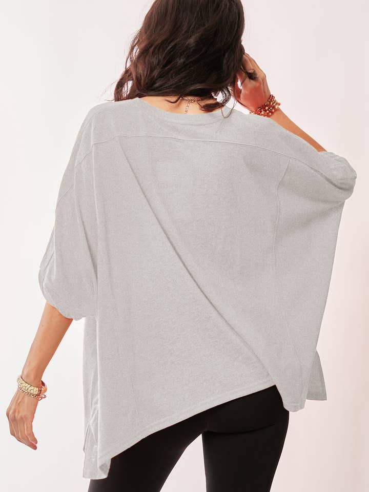 Davi & Dani - Wholesale Lounge Top - Women's - SOLID DROP SHOULDERS BATWING SLEEVE SIDE SLIT TOP10