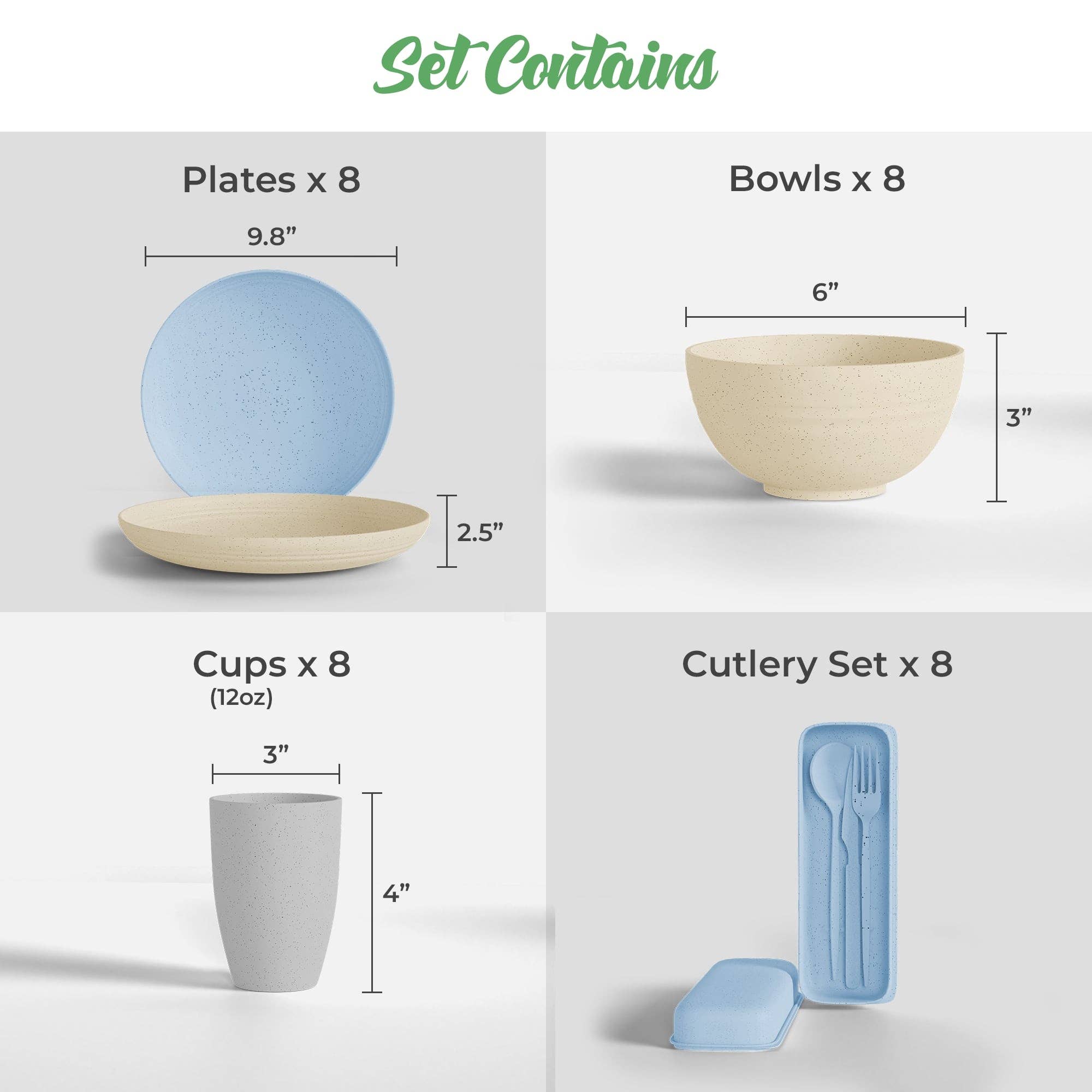 Greendish - Venta al por mayor Conjuntos de vajilla - Conjuntos de vajilla reutilizable ecológica de paja de trigo7