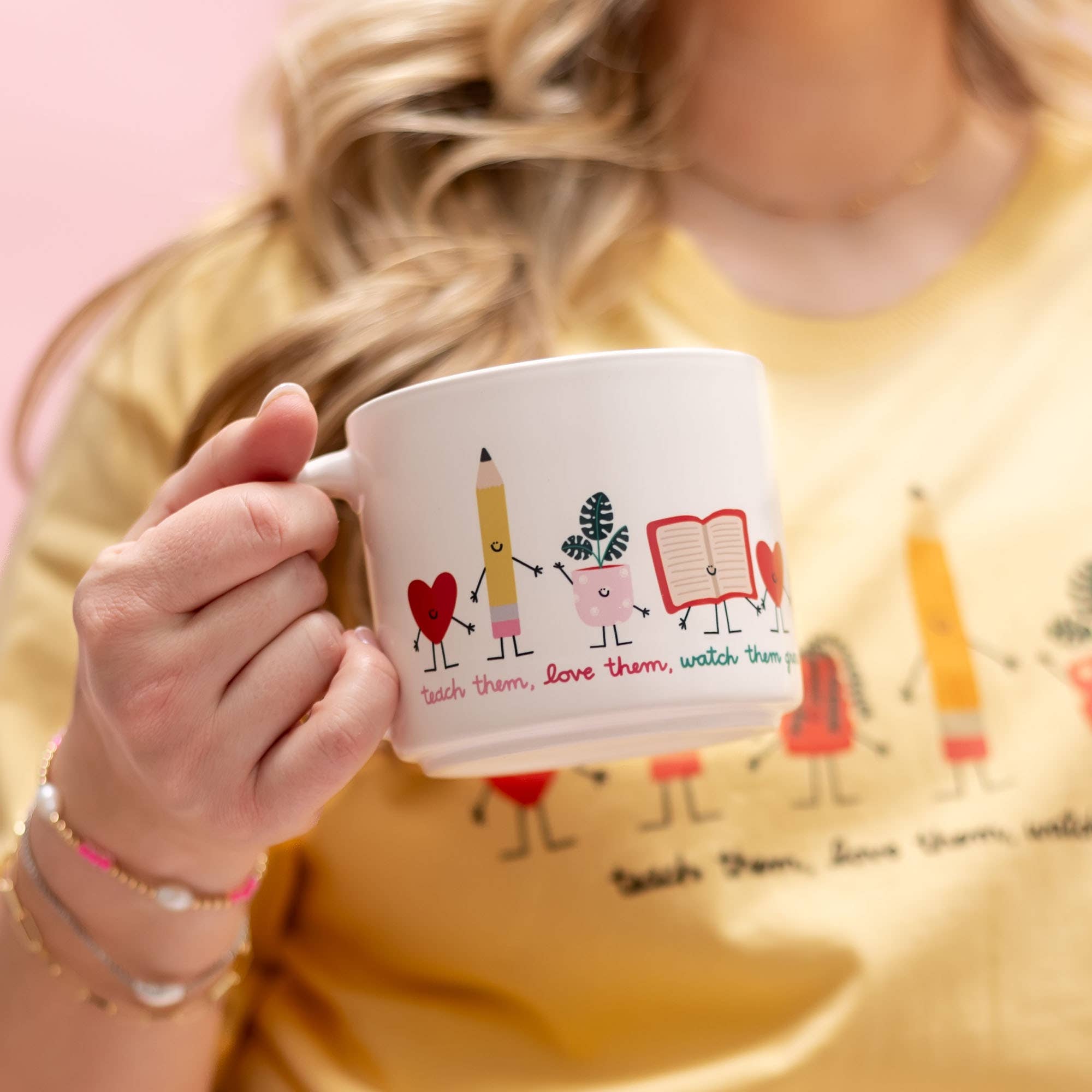 Callie Danielle – Caneca por atacado – Caneca de cerâmica Teach Them, Love Them, Watch Them Grow - Creme2