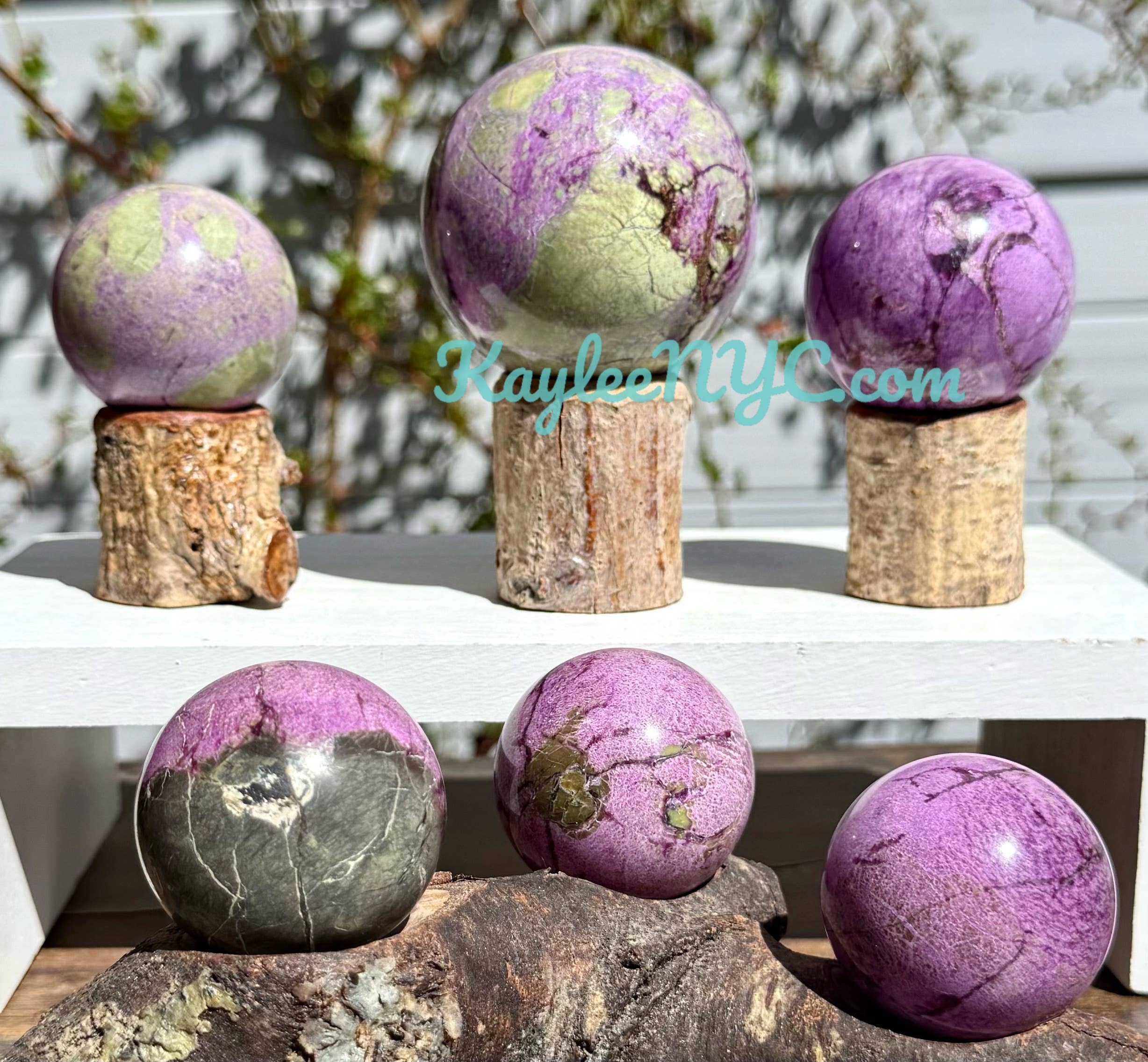 KayleeNYC - Wholesale Spiritual stone/crystal - 3-4 PCs Natural Atlantisite Stichtite Spheres Crystals1
