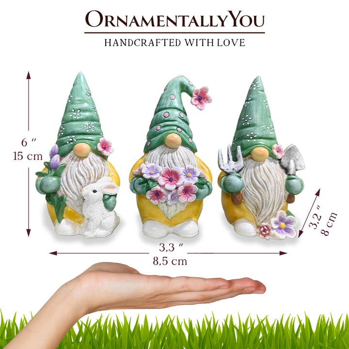 OrnamentallyYou - Wholesale Decorative Figurine - Garden Guardians Set of Three 6" Gardening Gnome Figurines