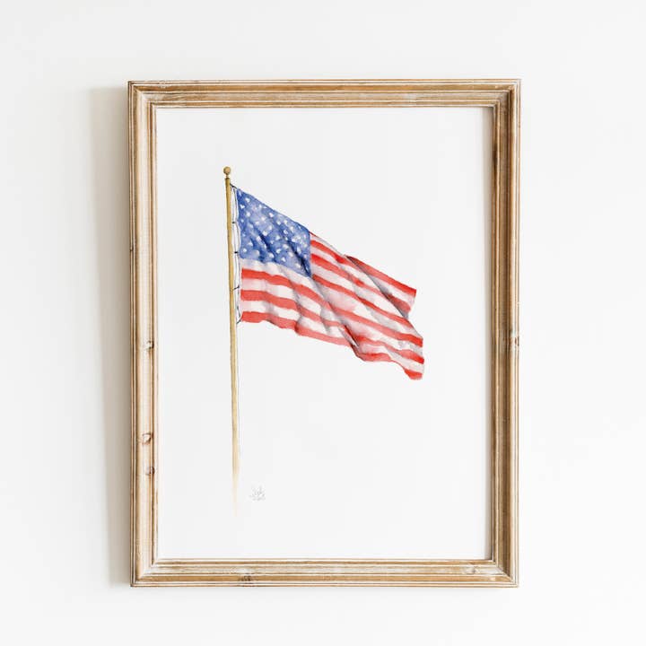 American Flag Watercolor Print for wholesale by Sarah Jane Studio Art