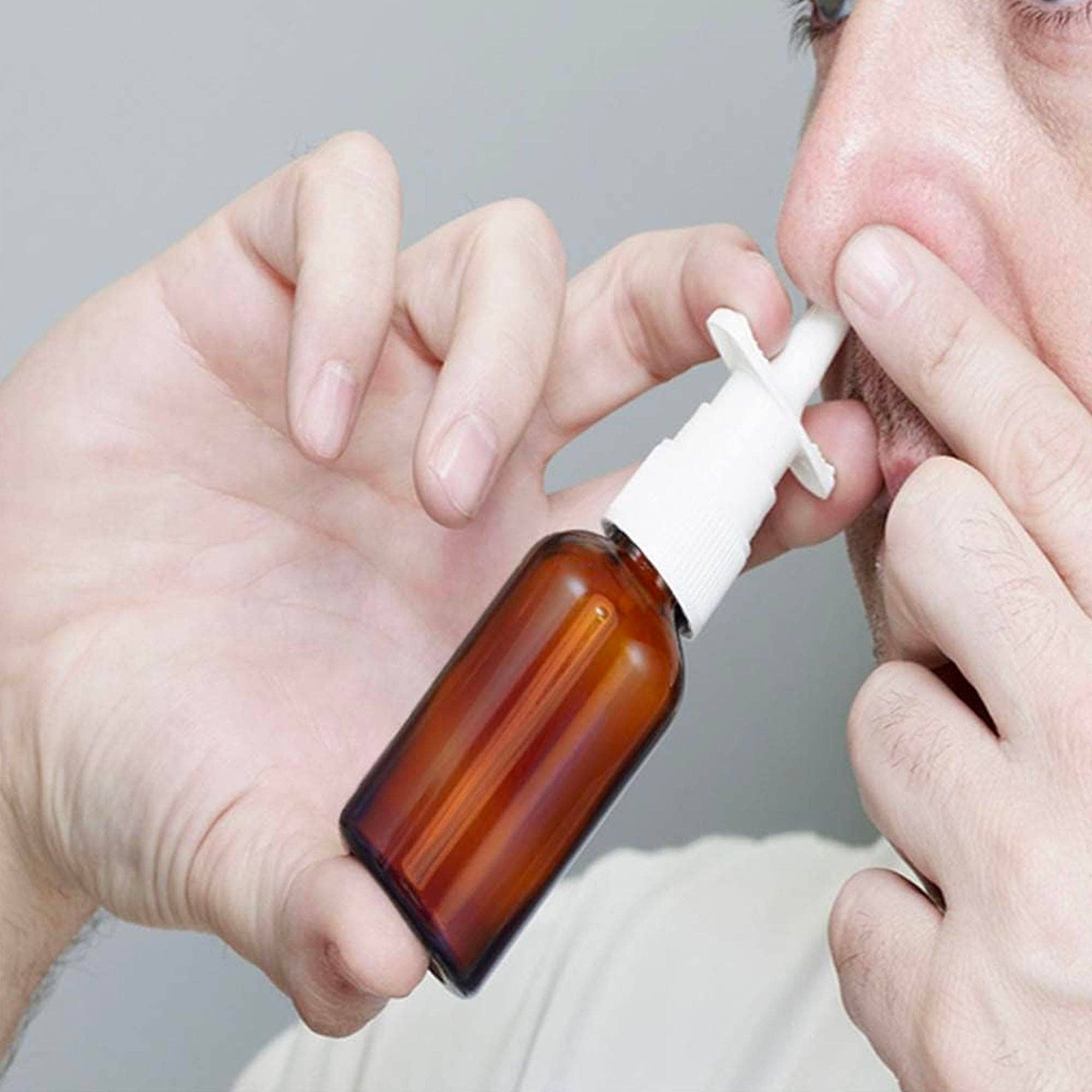 Vigor Path – wholesale Atomiser bottle – Amber Glass 1 oz Nasal Sprayer - Empty, Refillable, Travel-Sized Solution for Saline Applications (Pack of 2)2