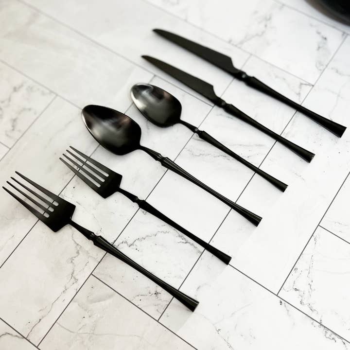 Laurel Flatware Set - Black for wholesale by Tea and Linen