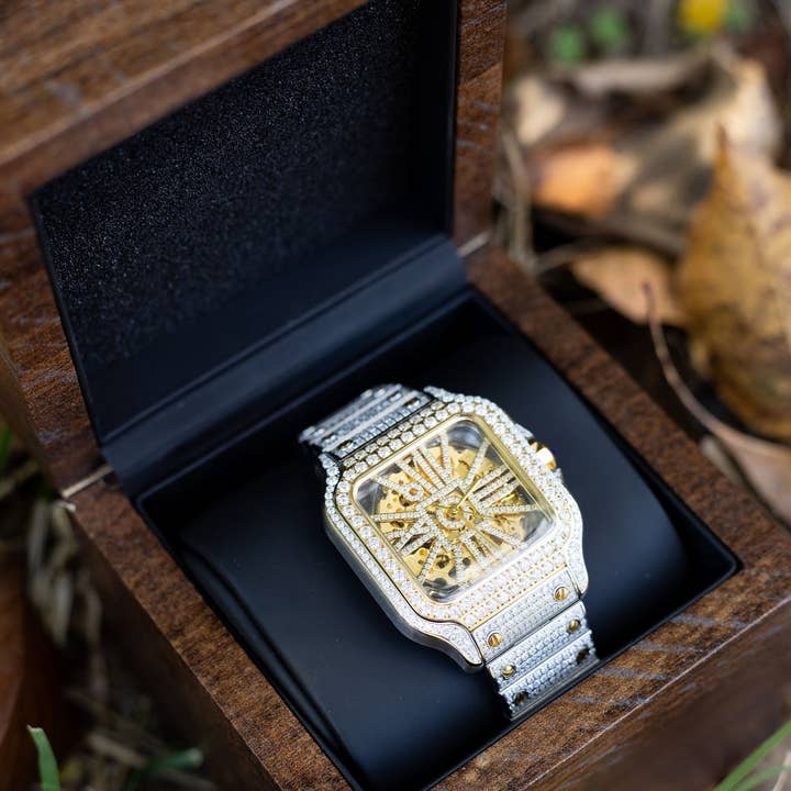 Moissanite Two-Tone Skeleton Watch for wholesale by Karen Cole Timeless Treasures