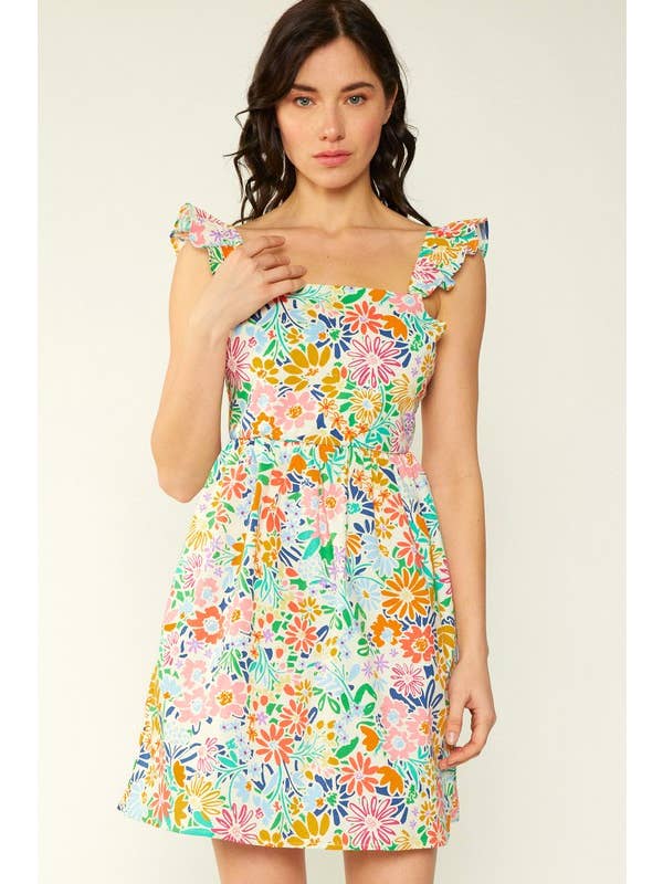 FSL Apparel - Wholesale Dress - Women's - SD4408 - FLORAL PRINT COTTON POPLIN DRESS