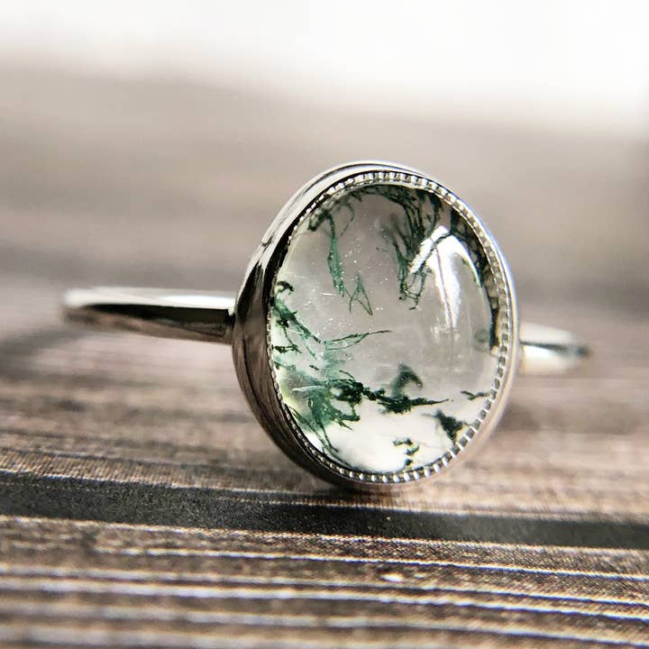 Dainty moss ring for wholesale by Nevermore Fine Jewelry