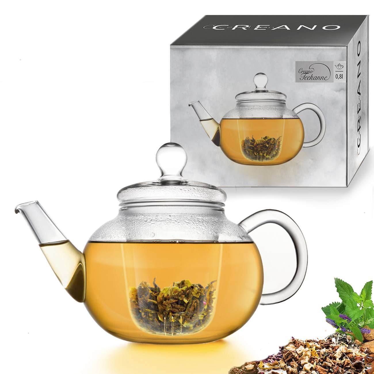 Creano - Wholesale Tea Pot - Teapot bulbous glass filter 0.8 liters1