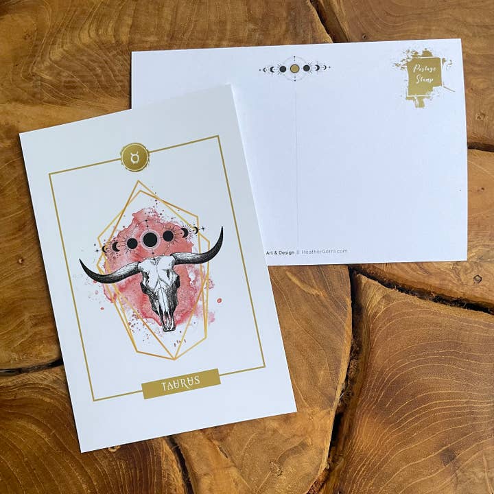 ZODIAC POSTCARD - TAURUS for wholesale by Heather Gerni Art & Design