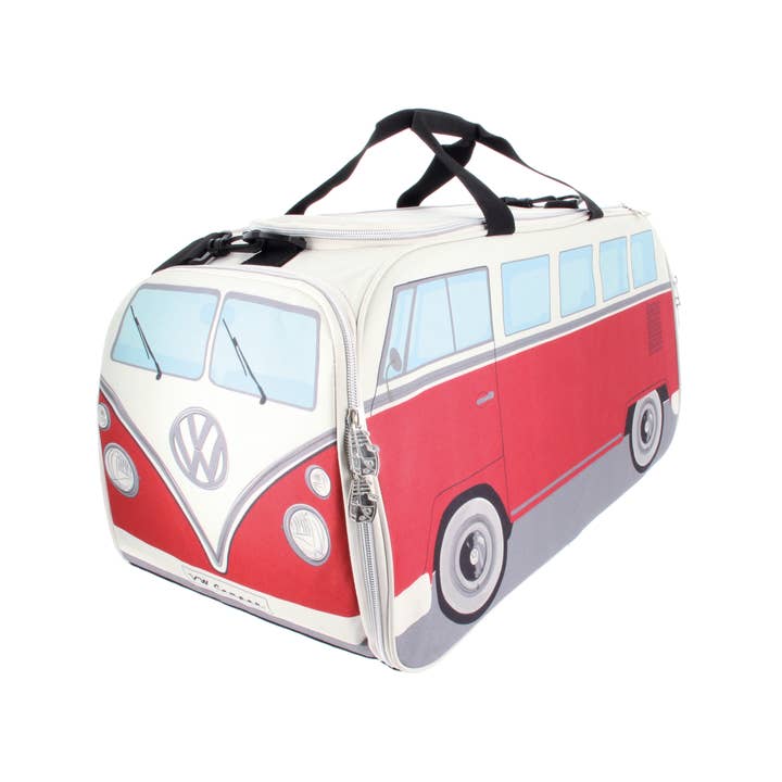 VW Bus Sport- und Reisetasche Weekender – Rot/Beige (L) für den Großhandel von VW Collection by BRISA