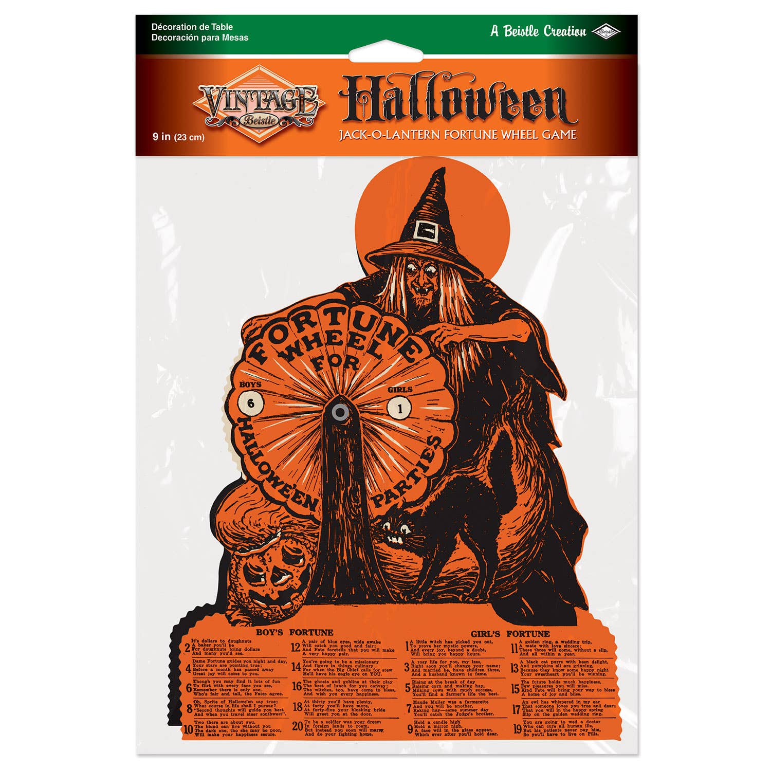 Beistle - Wholesale Board Game - Vintage Halloween Witch Fortune Wheel Game 9¼" x 6¾"1