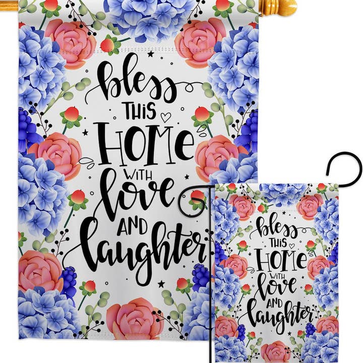 Two Group Flag Co – Engroshandel Flag – Kærlighed og latter Sweet Life Home Floral Decor Flag3