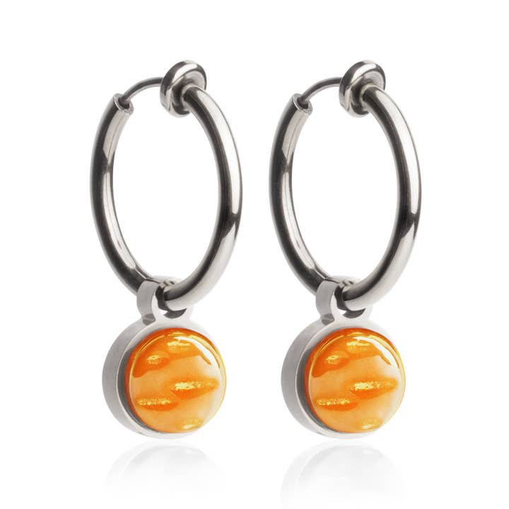 Mix&Match earclips with pendant • silver/saffron yellow • 18 mm for wholesale by ALEXASCHA