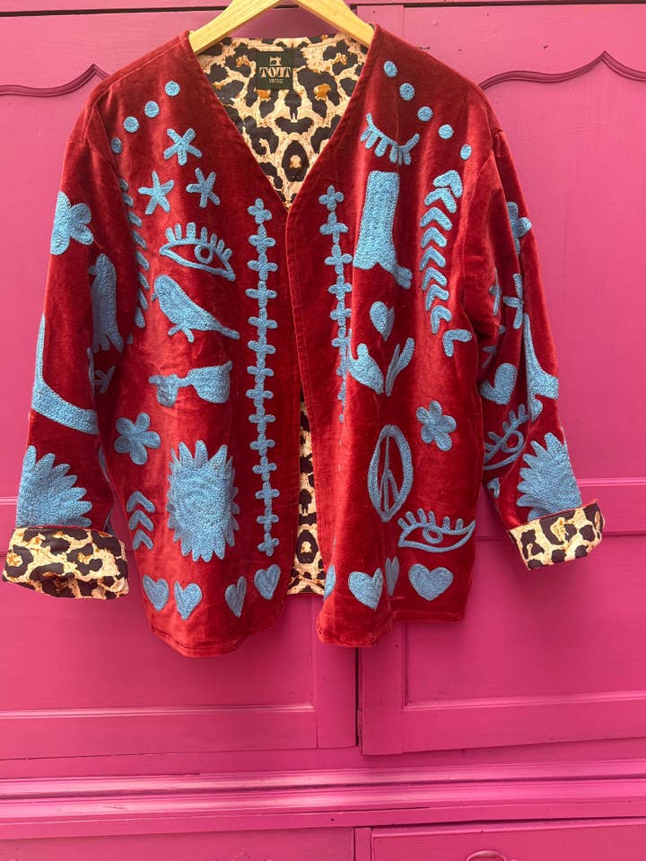 ToutVintage - Wholesale Jacket - Women's - Velvet Jacket DREAM Red Blue