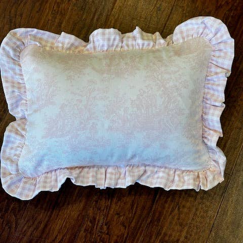 Liz And Roo - Wholesale Bedding Pillowcase/Sham - Kids & Baby - Light Pink Toile Baby Pillow Sham with Ruffle (INCLUDES insert)1