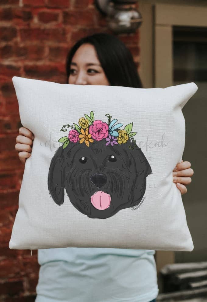 Doodles By Rebekah - Wholesale Throw/Decorative Pillow - Golden Doodle Square Pillow