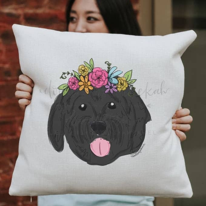 Golden Doodle Square Pillow for wholesale by Doodles By Rebekah