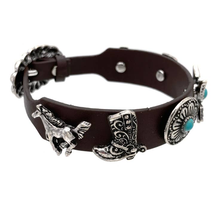 Spirit of the West Pu Leather Belt Buckle Bracelet for wholesale by Lunar Deer