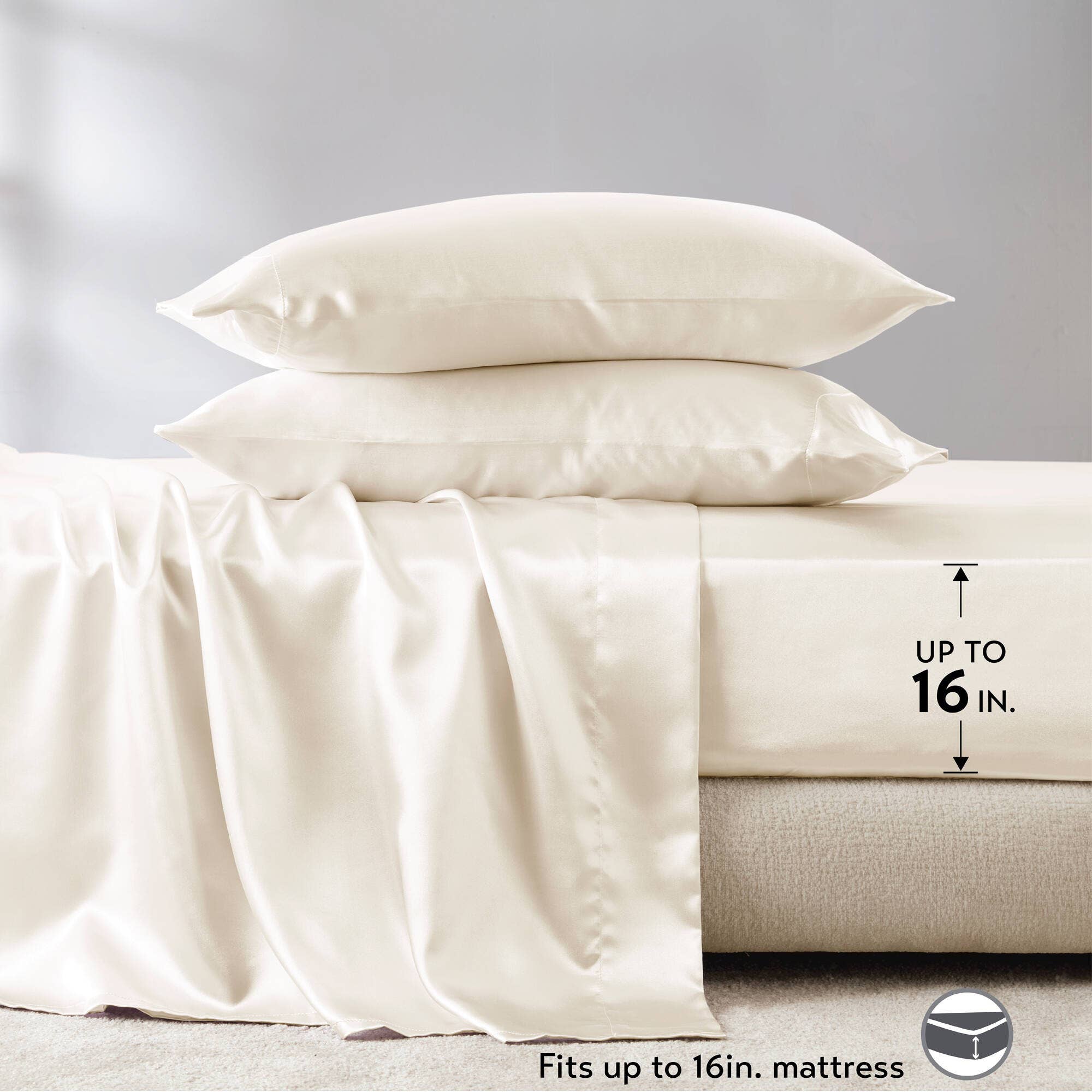 Olliix - Wholesale Sheet Set - Luxury Satin 6-Piece Sheet Set, Ivory12