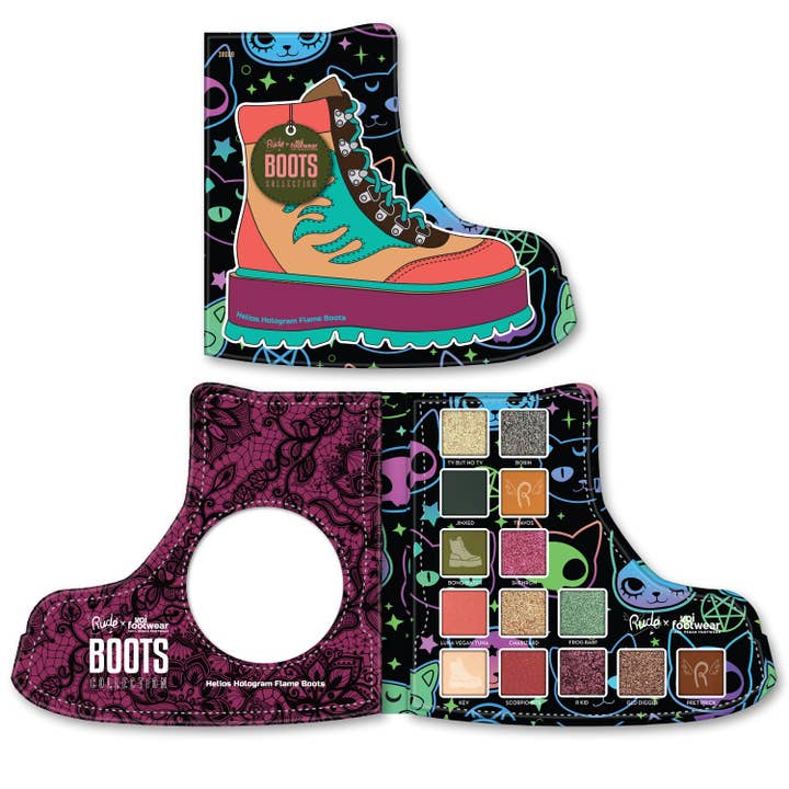 Rude Cosmetics – wholesale Eyeshadow palette – Rude x Koi Footwear Boots Collection - Helios Hologram Flame