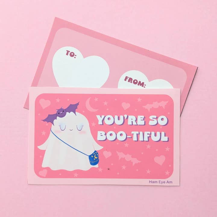 Ham Eye Am - Wholesale Valentine's Day Card - Cute Ghosties Valentine's Exchange Cards2